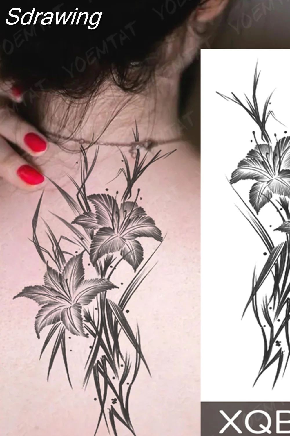 Sdrawing Temporary Tattoo Sticker Butterfly Flower Totem Flash Tatto Y2k Style Body Art Arm Leg Waist Fake Tatoo Men Women