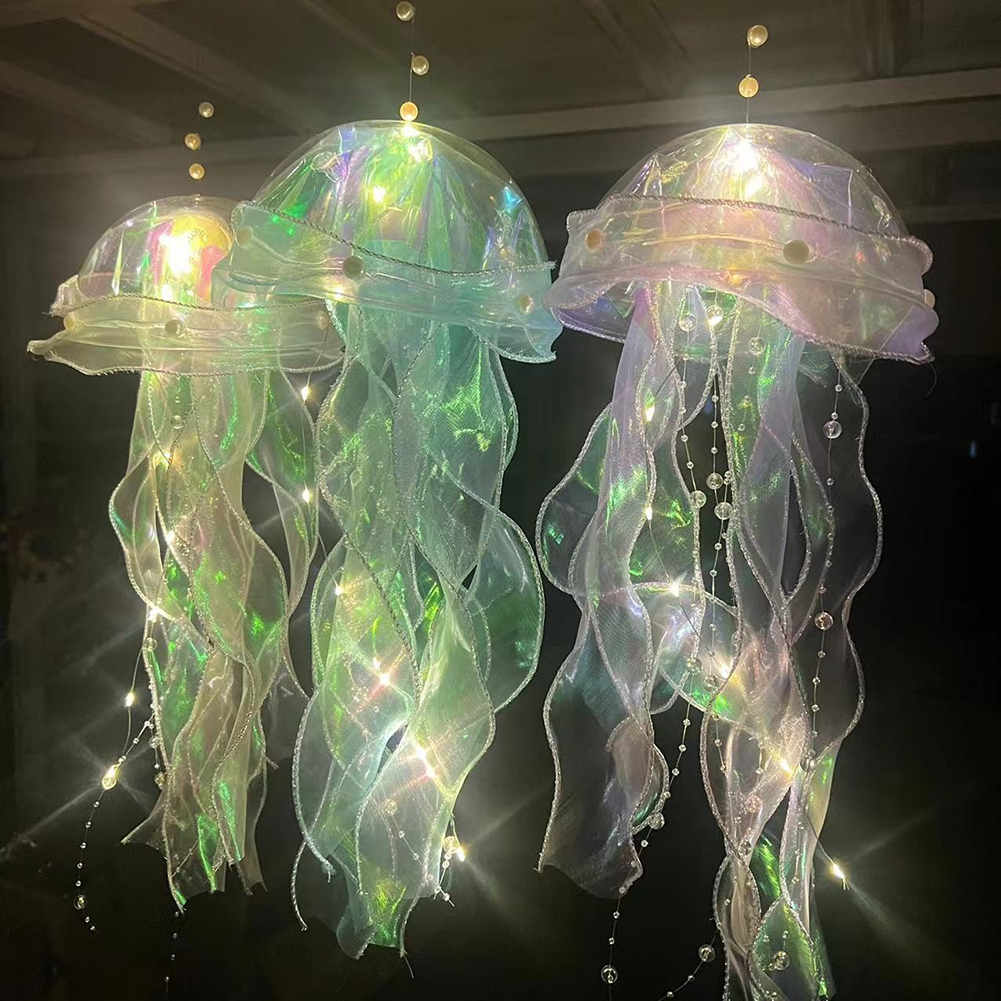 Tegooe DIY Jellyfish Lantern Kit - Colorful LED Night Light for Mermaid Theme Decor
