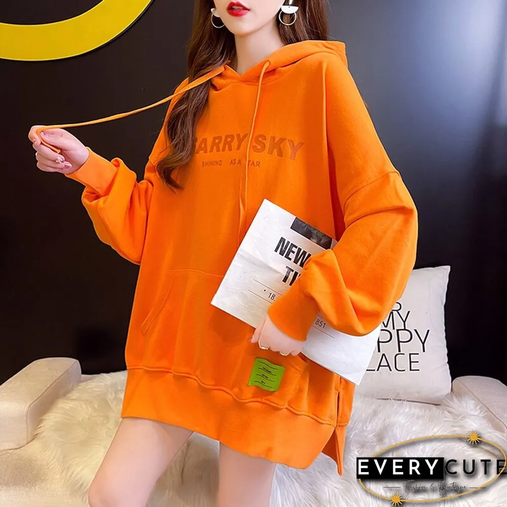 Spring Autumn Korean Fashion Letter Hoodies Women Loose Casual Pocket Print Sweatshirts Long Sleeves Pullover Streetwear New2022