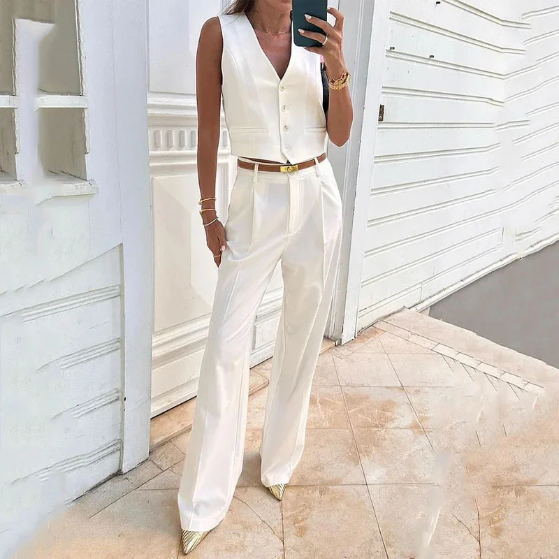 Toloer Toloer Summer Solid Color Button Design Slim Vest Vest Temperament Commuter Suit Female-Outfit Ideas