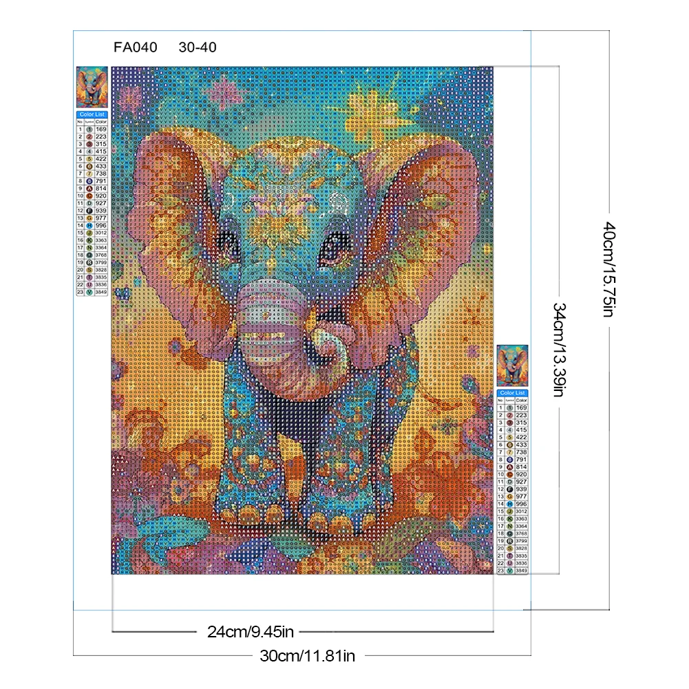 Diamond Painting - Full Round Drill - Elephant(Canvas|30*40cm)