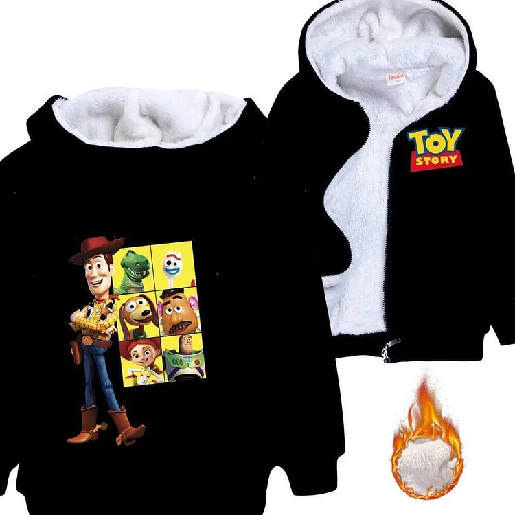 Sheriff Woody Toy Story 4 Print Boys Girls Zip Up Fleece Hooded Jacket-Mayoulove