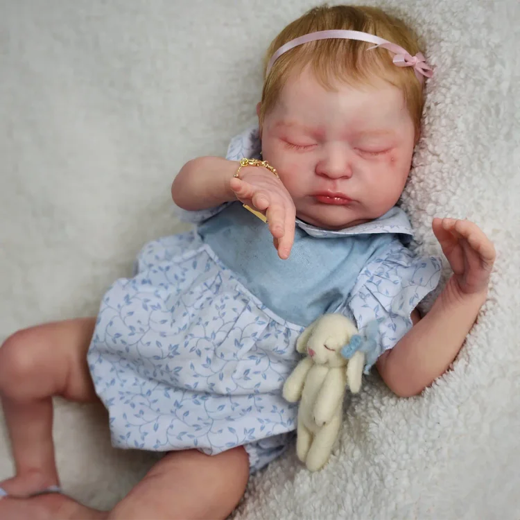 [New] 20" Silicone Vinyl Body Reborn Eyes Closed Girl Karria,Gift Set with Clothes and Pacifier：Realistic Reborn Baby Dolls By Rsgdolls®