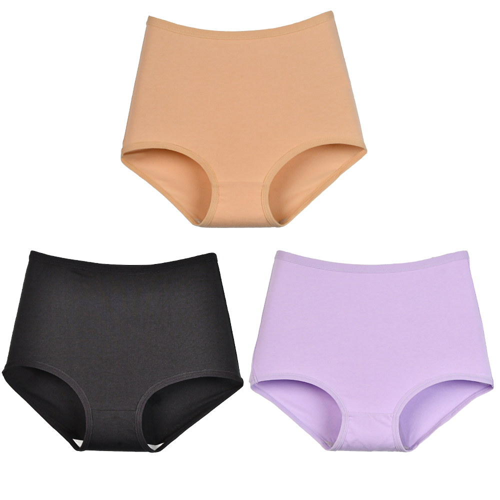 Xinkeke 3Pcs Women Cotton High Waist Panties Breathable Briefs  Plus Size Lingerie Seamless Ladies Panty Underpants Oversize Underwear