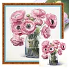Flowers Full 18CT 2 Strands DIY Stamped Cross Stitch Kits for Beginners Adults Home Wall Decor Cross Stitch Art and Crafts Kits 25x25cm