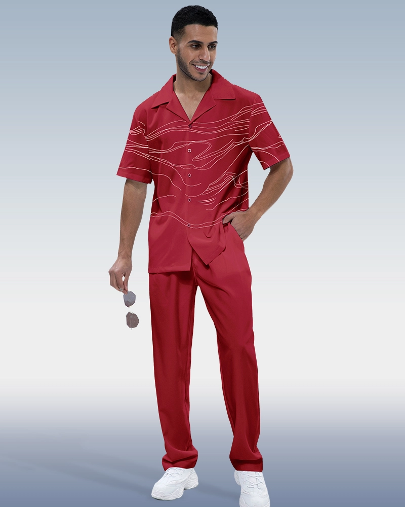 White Lineart Print 2-Piece Walking Set