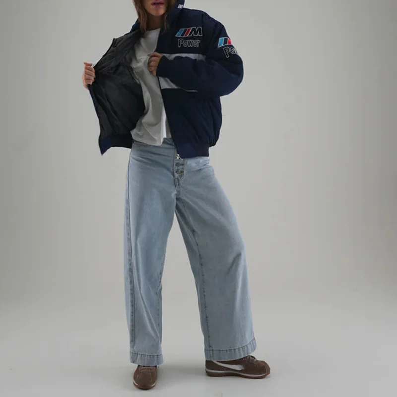 Unisex Racing Style Street Fashion Loose Racing Casual Print Jacket