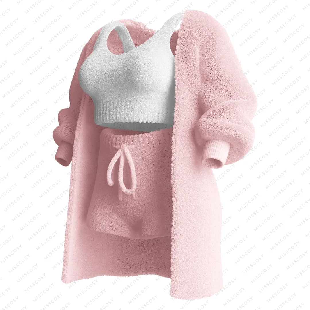  fluffy Knit Set (3 Pieces) - Rose (50% OFF sale ends soon) Limited stock! Grab yours now!
