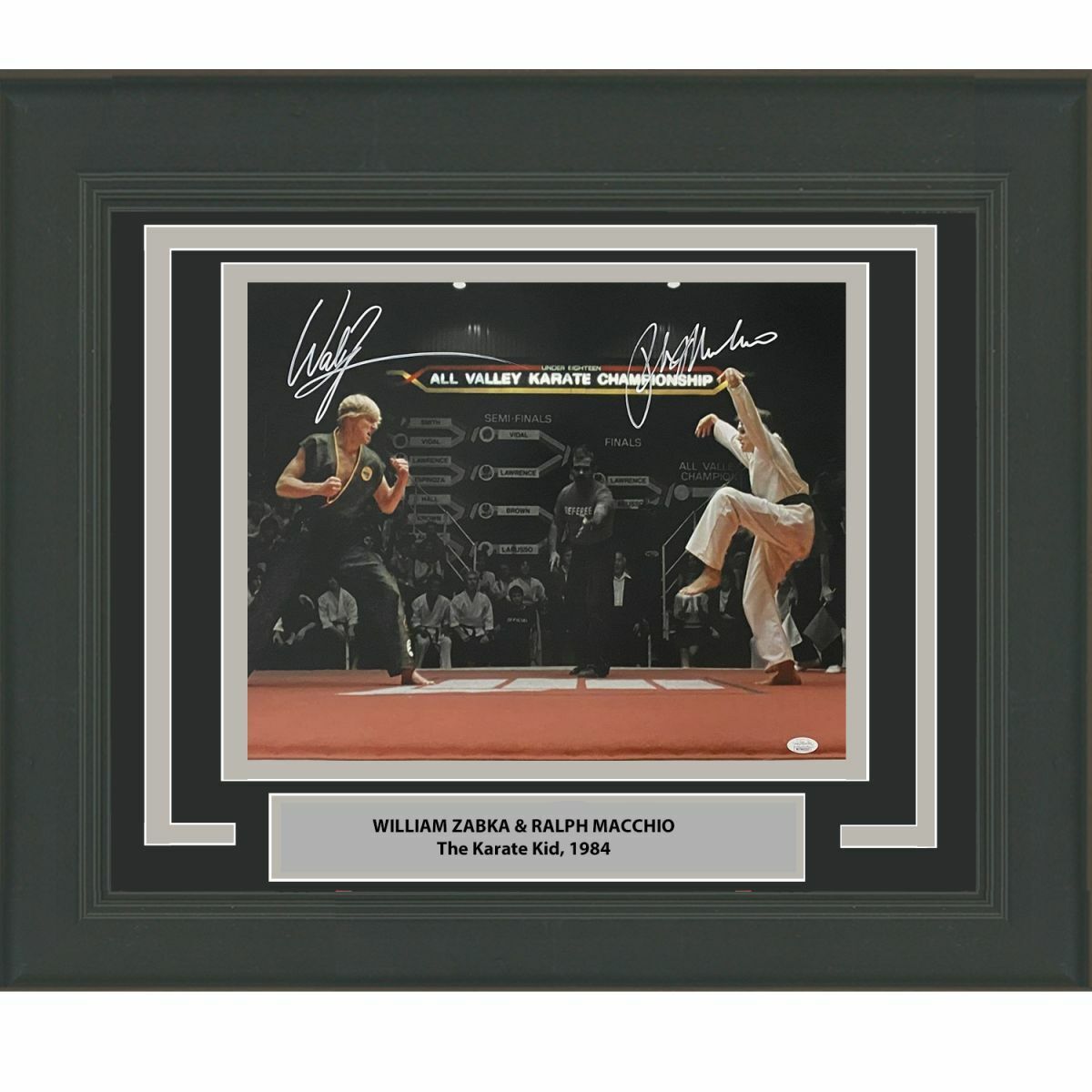 FRAMED Autographed/Signed WILLIAM ZABKA & RALPH MACCHIO 16x20 Photo Poster painting JSA COA