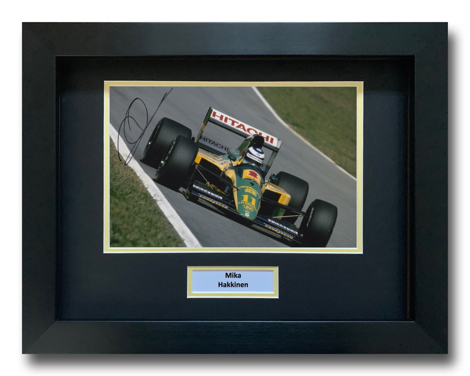 MIKA HAKKINEN HAND SIGNED FRAMED Photo Poster painting DISPLAY FORMULA 1 AUTOGRAPH LOTUS 1