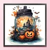 (Stamped/Counted) Halloween Glass Bottle Scene-11CT Cross Stitch 45*45cm/17.72*17.72in
