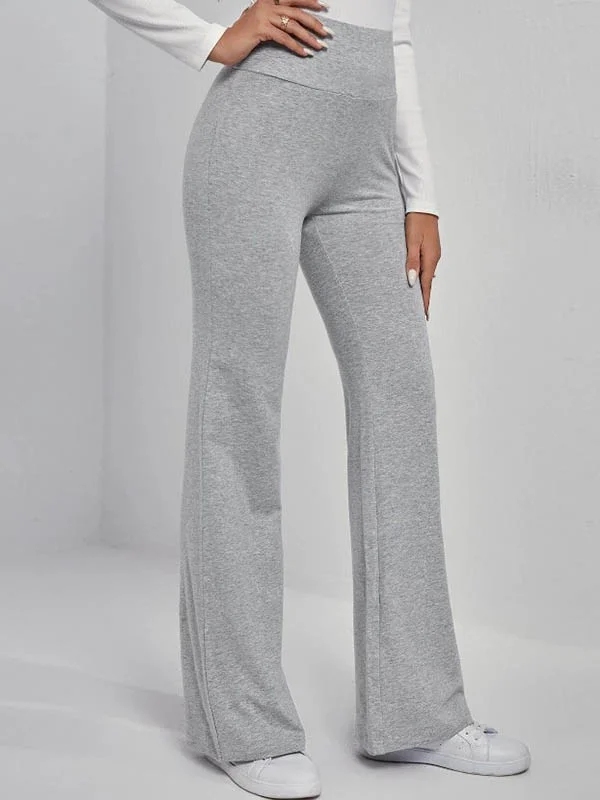 Solid Color High Waisted Trousers Pants