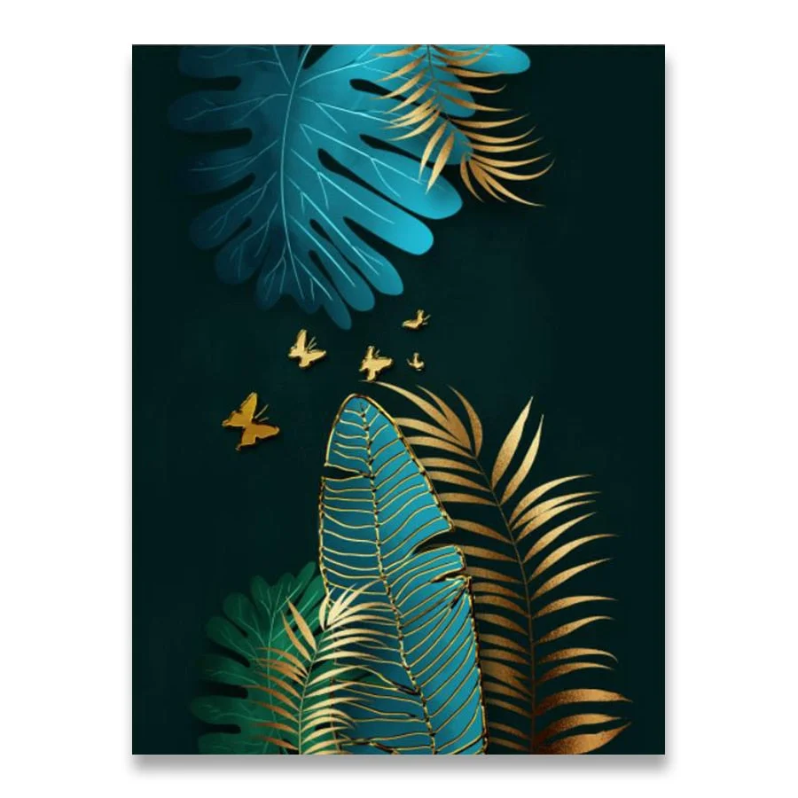 Cheap Canvas Art Painting Chinese Style Green and Gold Waterproof Wall Art Prints Home Decor Canvas Posters Prints