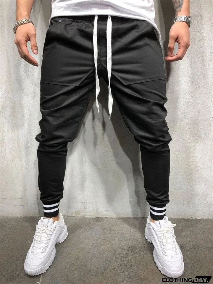 Hip-Hop Style Big Pockets Drawstring Ankle Tied Sport Pants