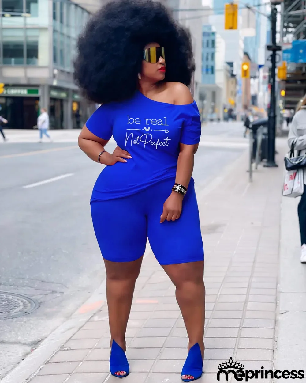 Plus Size Casual Letter Print Short Sleeve Shorts Two Piece Sets