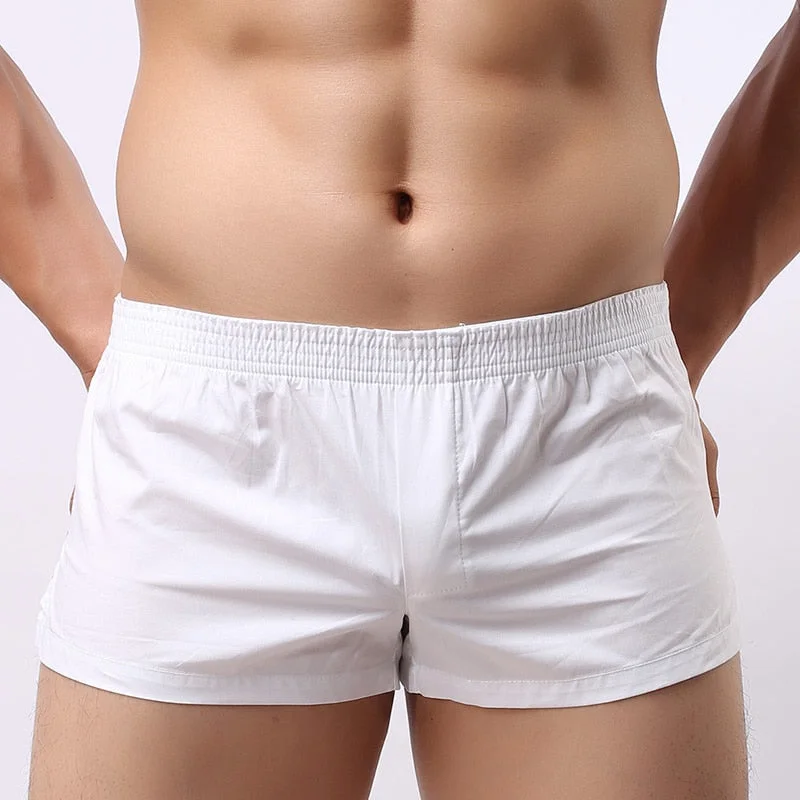 Aonga Men Boxer Shorts Underwear Cotton Underpants Breathable Solid Color Home Underpants Sleepwear Cueca Boxer Para Hombre
