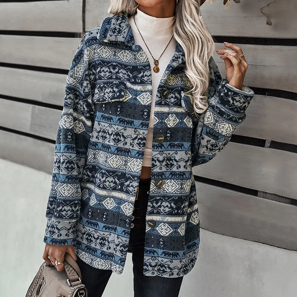 Women's Western Print Mountain Shirt Jacket