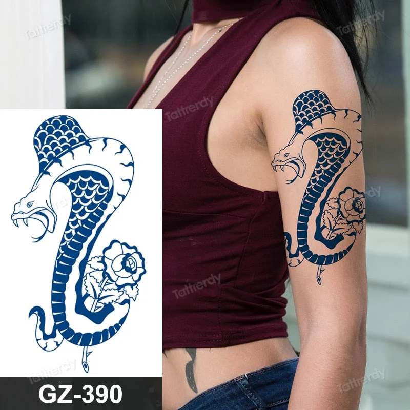 Juice Ink Lasting Waterproof Temporary Tattoo Sticker Dragon Snake Totem Tattoos Sun Wing Body Art Arm Fake Tatoo Women Men