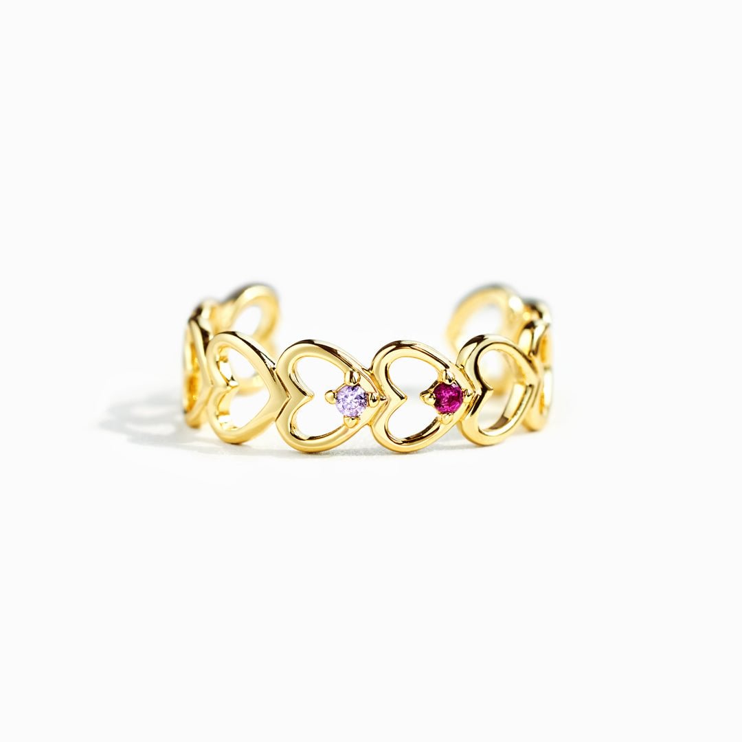 2-6 Birthstone Heart To Heart Ring Band