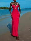 Sequined Split-Joint Spaghetti-Neck Maxi Dress