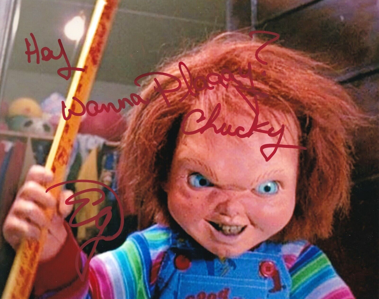 Ed Gale REAL hand SIGNED Chucky Movie Photo Poster painting #2 COA Child's Play w/ Inscription