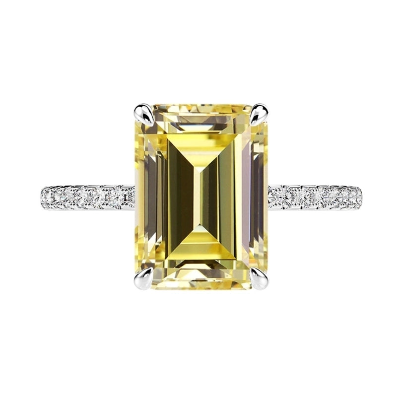 925 Sterling Silver High Carbon Diamond Solid Color Rings