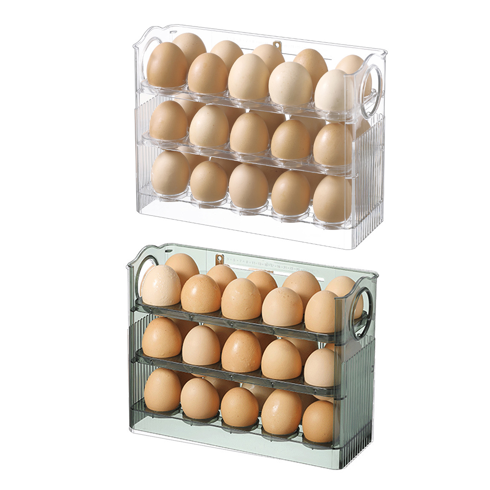 

Egg Holder for Refrigerator Door 3-Layer Flip Fridge Egg Storage Tray Bins, White, 501 Original