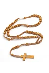 Cross Beaded Braided Wooden Necklace