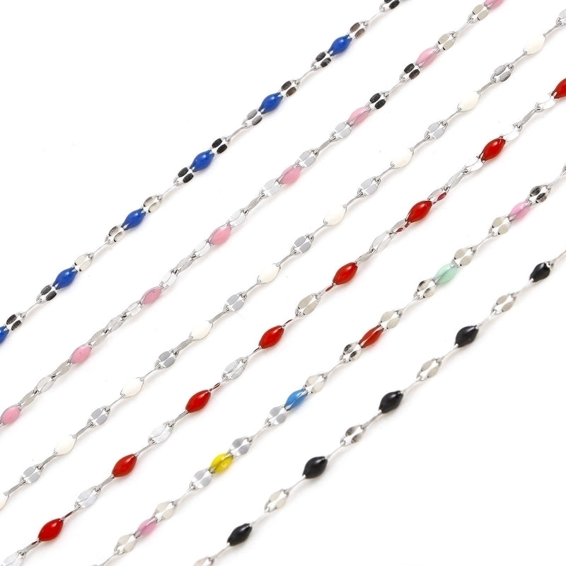Sweet Color Block Titanium Steel Enamel Necklace