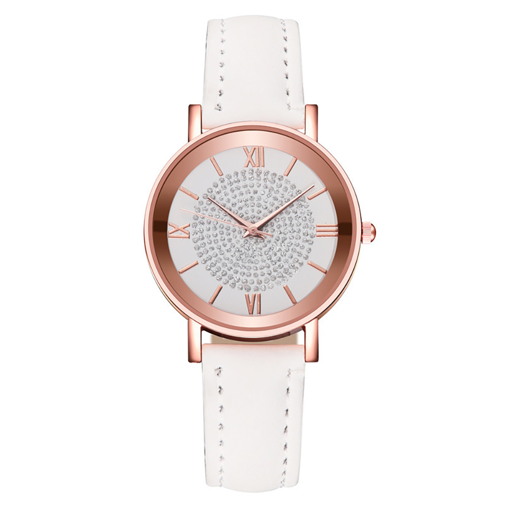 Multicolor Round Dial Roman Scale Shiny Quartz Watches
