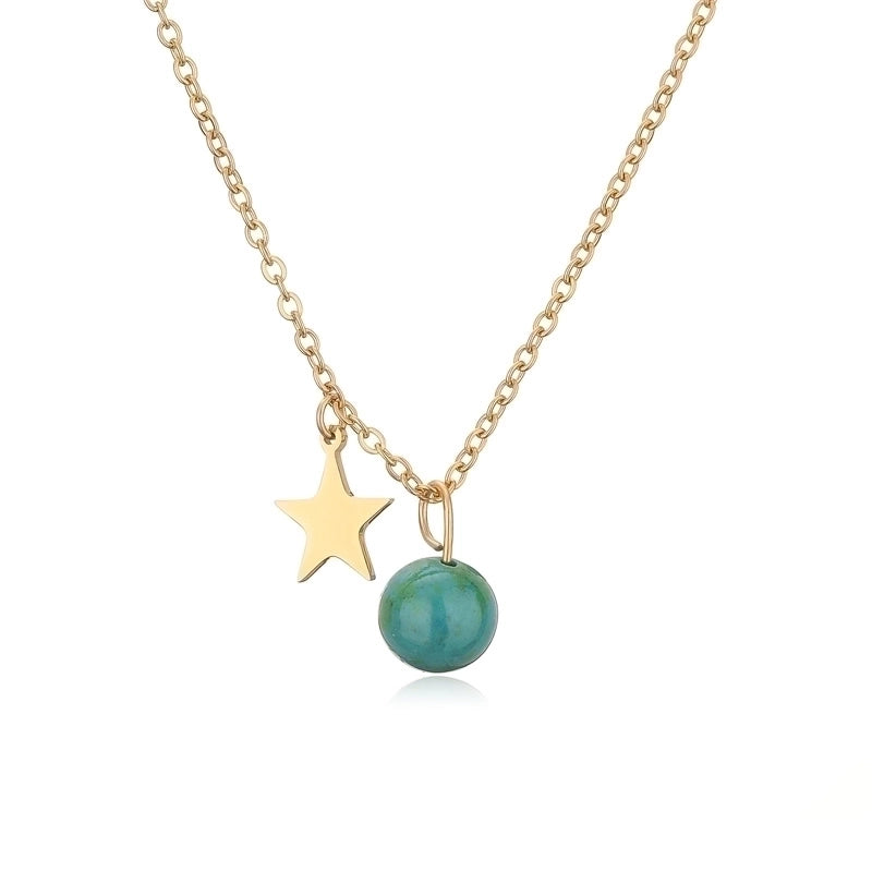 Casual Minimalist Star 304 Stainless Steel Natural Stone Plating Pendant Necklace