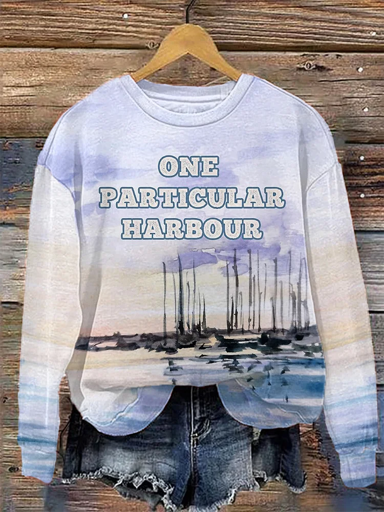 Comstylish Women's One Particular Harbor Print Commemorative Jimmy Sweatshirt