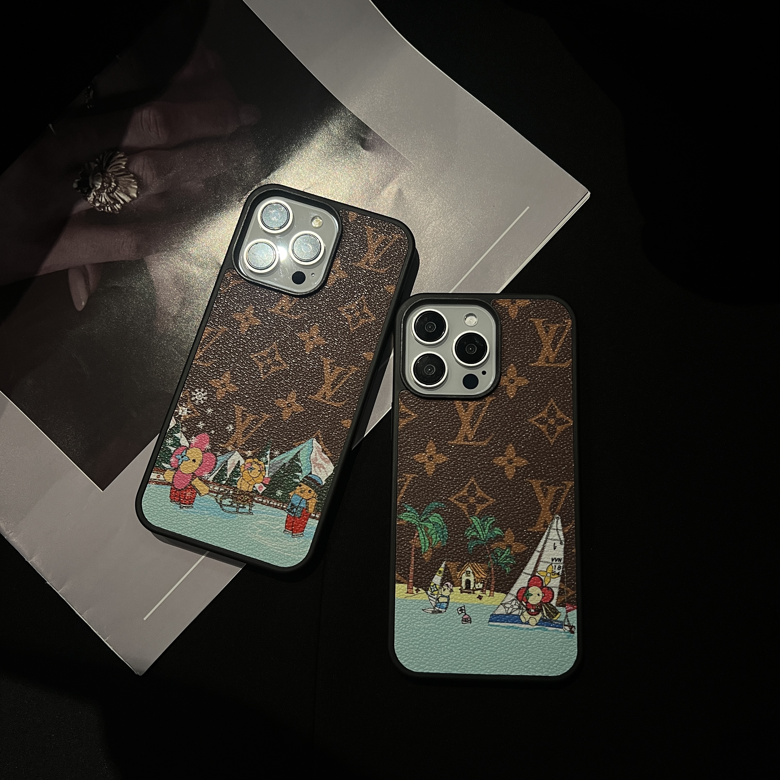 LV Vivian canvas leather Apple iPhone case