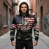 Men's Vintage 250th Anniversary American Flag Eagle Camouflage Print Pocket Hoodie by Inlyline
