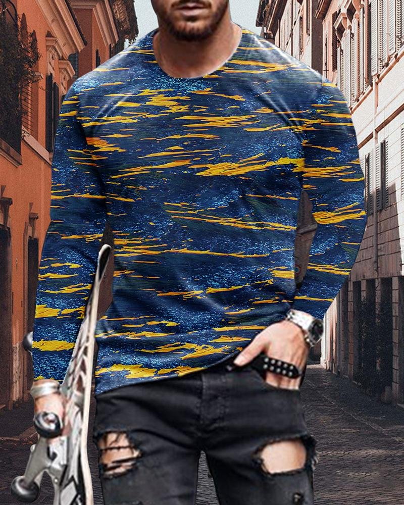 men's casual printing long sleeves