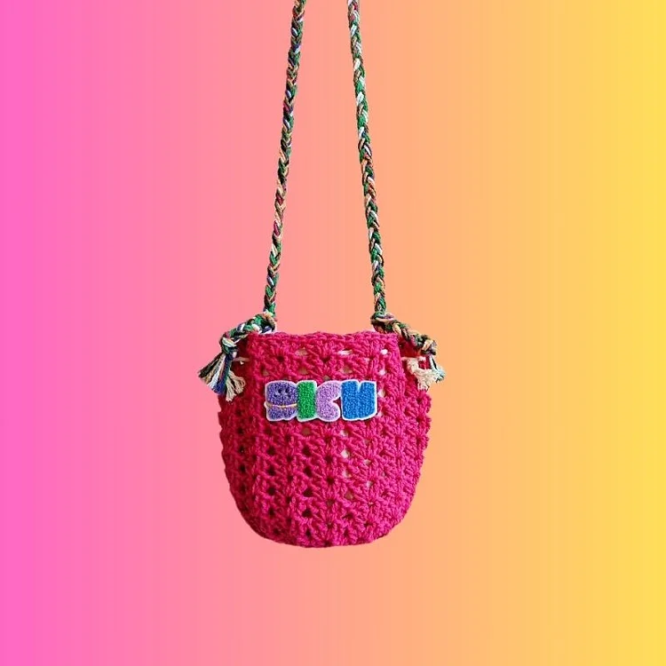 Lulusnow Handmade Pink NICE Minimalist Lifestyle Crochet Crossbody Bag