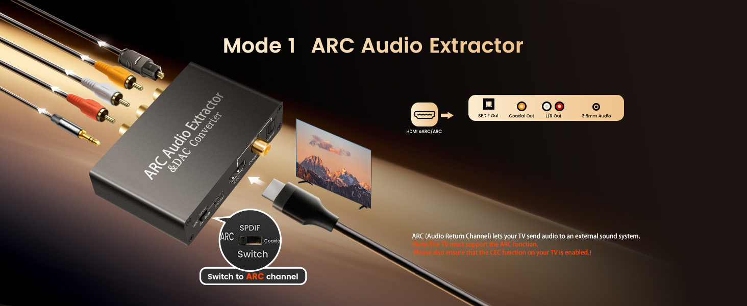 6278 HDMI ARC Audio Extractor DAC Audio Converter