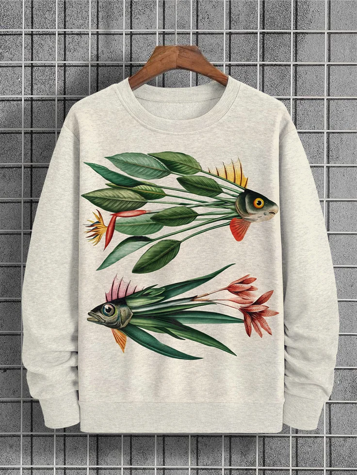 Men's Fish Plants Abstract Art Print Casual Sweatshirt