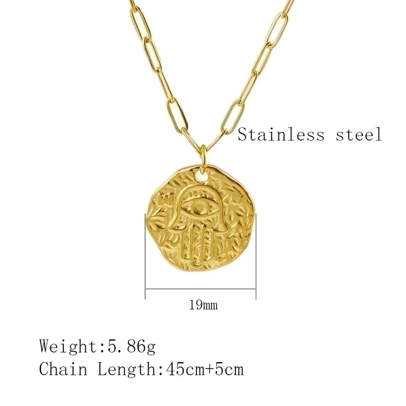 304 Stainless Steel 18K Gold Plated Vintage Style Plating  Pendant Necklace