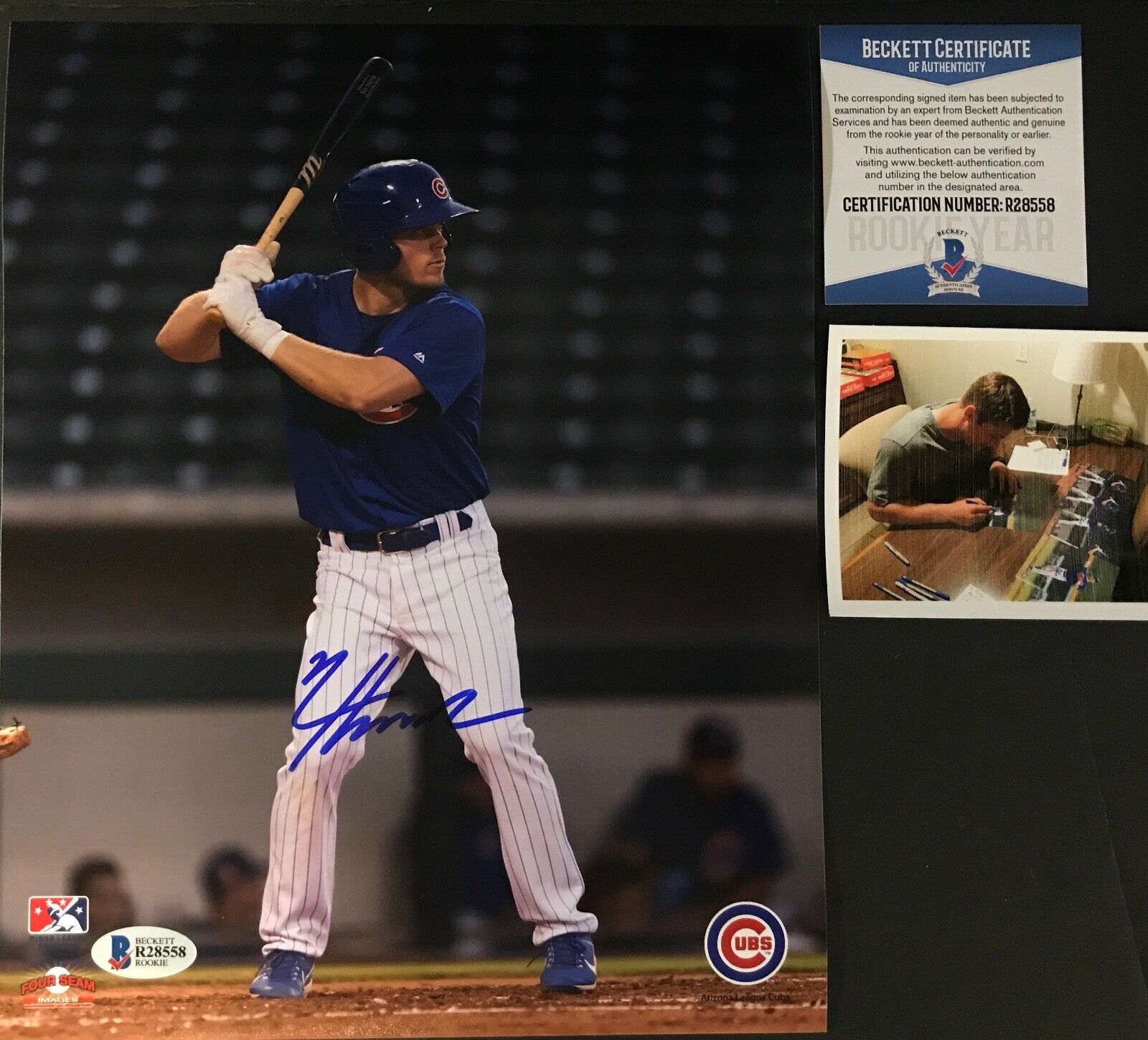 Nico Hoerner Cubs Autographed Signed 8x10 Photo Poster painting Hitting BECKETT ROOKIE COA