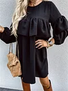 Solid Color Commuter Long Sleeve Loose Pleated Skirt