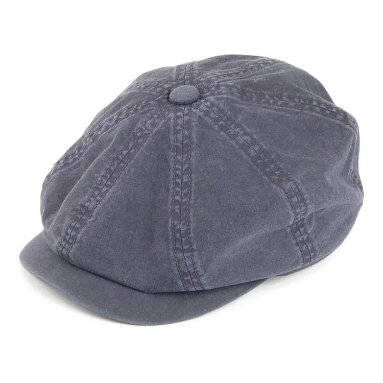 SHELBY - Hatteras Washed Organic Cotton Newsboy Cap - Navy Blue