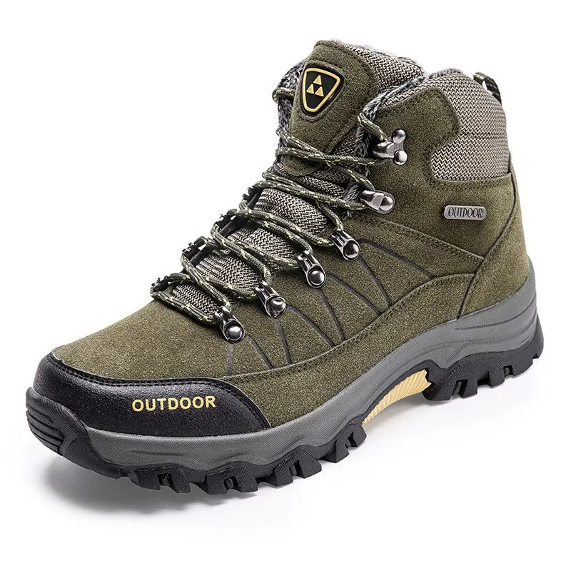 Hiking Shoes Men Warm Plush Non-Slip Outdoor Boots Winter Trekking Shoes Waterproof Sneakers Camping Snow Sports Shoes