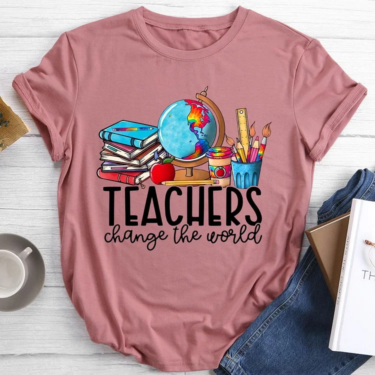 Teachers change the world Round Neck T-shirt-0026282-Annaletters