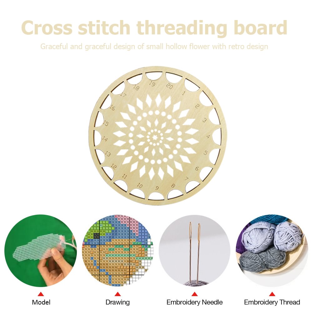 Hollow Thread Board Wooden Cross Stitch Tool - Geometric