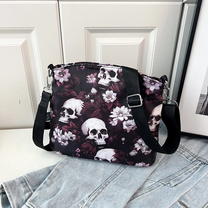 Halloween Women’s Skull Streetwear Square Zipper Shoulder Bag Underarm Bag