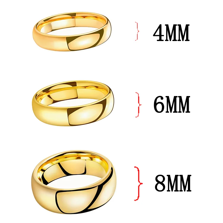 Virgo Dome Tungsten Carbide Rings Gold Tungsten Wedding Bands for Men and Women 4MM 6MM 8MM Width