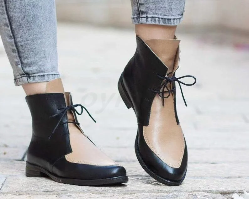 2020 New Fashion Women Winter Boots Woman Shoes Lace-Up Chelsea Boots Pointed Toe Spring/Autumn Zapatos De Mujer