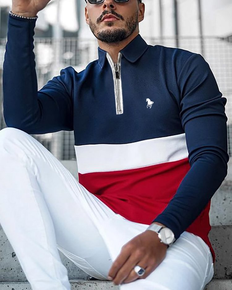 Mens Vintage Business Polo