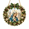 DIY Pearl Diamond Painting Religious Christmas Hanging Ornament Double-Sided Printed Pendant Diamond Art Christian Home Decor Gift